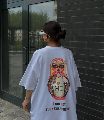 Funny Graphic Tees Oversized Summer O Neck Casual Streetwear T Shirt Women Black Short Sleeve Top Long Chic Basic Clothes