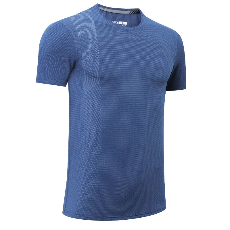 Gym Workout Tees Men Joggers Print Running Sportwear Bodybuilding Short Sleeves Mesh Quick Dry Breathable Training Shirts