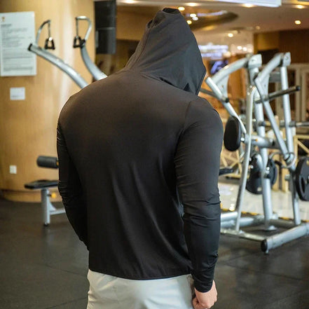 Integrated training Jacket Hoodies Long Sleeve T-shirts Running Training Clothes Quick Dry Breathable Sports T Shirt For Men