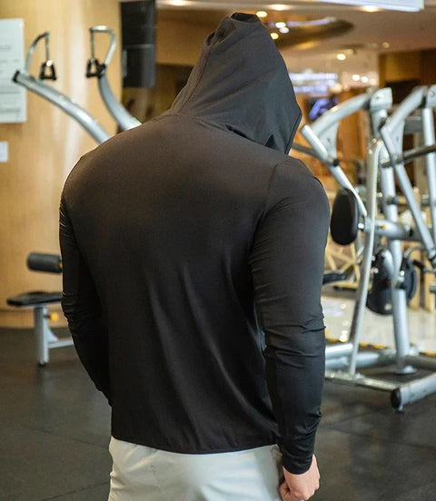 Integrated training Jacket Hoodies Long Sleeve T-shirts Running Training Clothes Quick Dry Breathable Sports T Shirt For Men