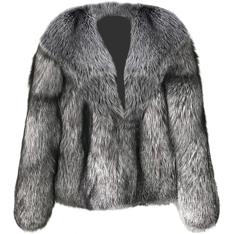 Women's fur coat short style fashion imitation fox hair whole fur coat autumn winter new casual lady jacket