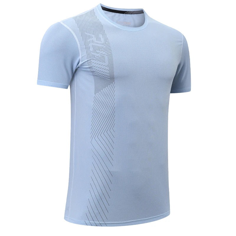 Gym Workout Tees Men Joggers Print Running Sportwear Bodybuilding Short Sleeves Mesh Quick Dry Breathable Training Shirts