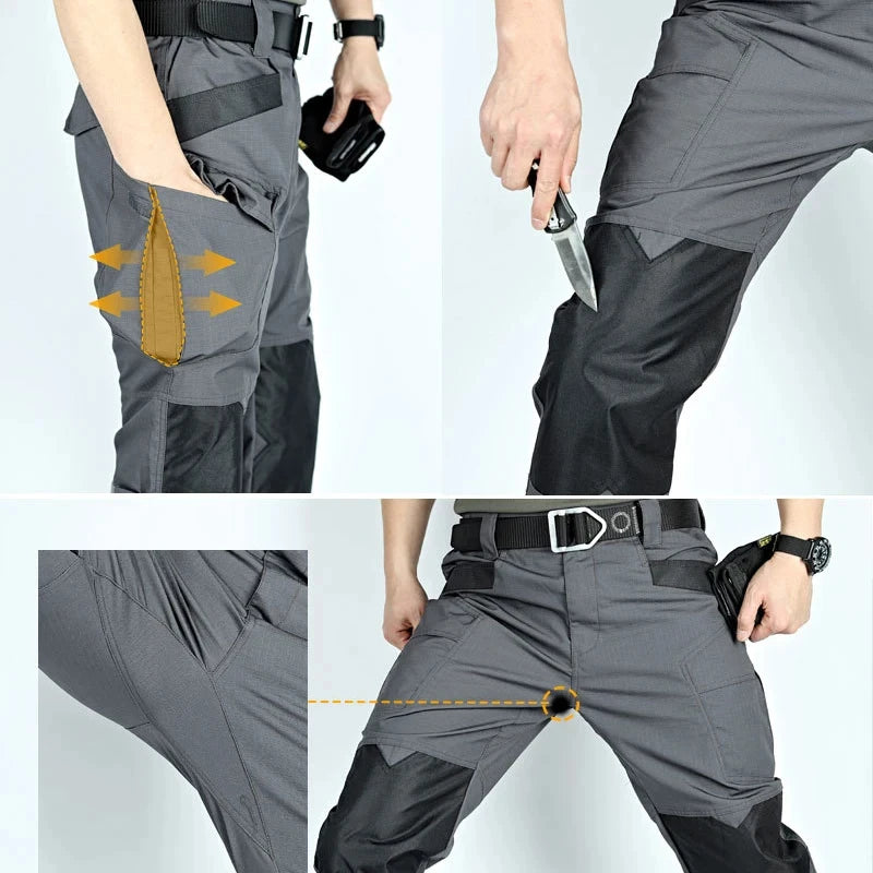 Tactical Work Pants Mens Outdoor Waterproof Cargo Trousers Multi-pocket Wear-resistant Summer Breathable Workout Casual Pants