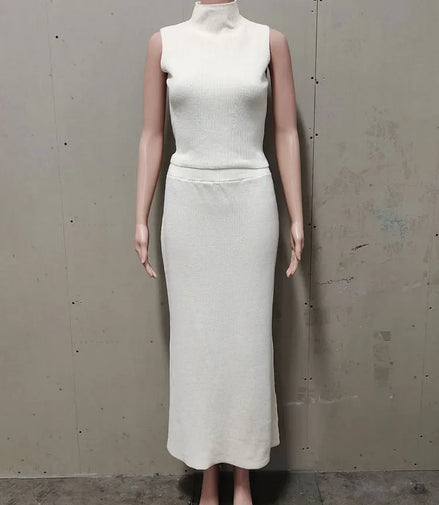 Tossy Elegant Knitwear 2 Piece-Set Long Dress Female Ribbed Sweater Pullover And Loose Patchwork Maxi Skirt Sets Ladies Outfits