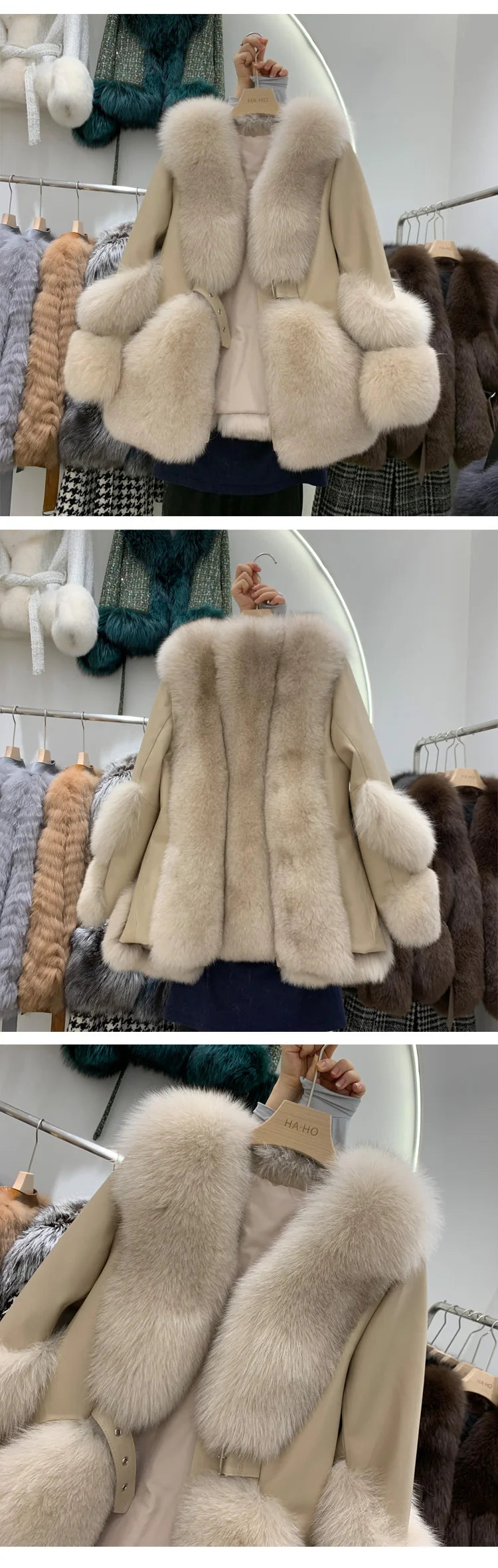 ZDFURS*Fox Fur Fur Coat Women's Mid-Length 2025  New Whole Leather Sheepskin Coat Fashionable Winter Slimming