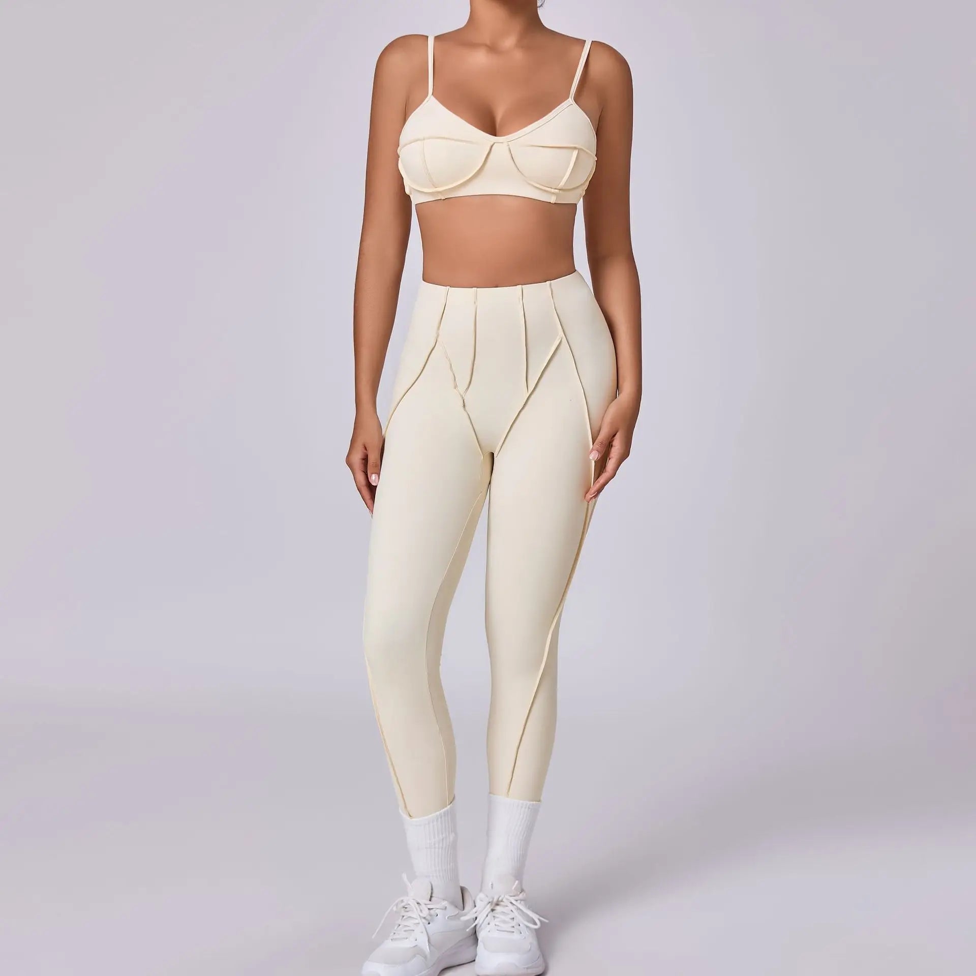 Yoga Sports Fitness Sets High Waist Hip-lifting Trousers Open Back Bra Suit Casual Running Workout Gym Leggings Sexy Sets Women