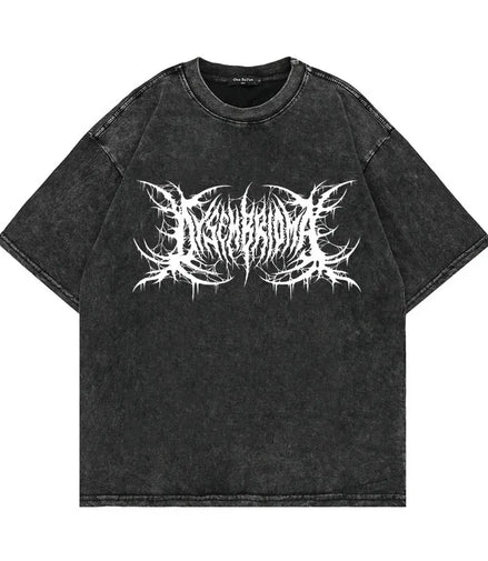 Oversized Washed Punk T-Shirt 2024 Gothic Graphic Unisex High Street Vintage Loose Casual T-shirts Harajuku Cotton T Shirts Man