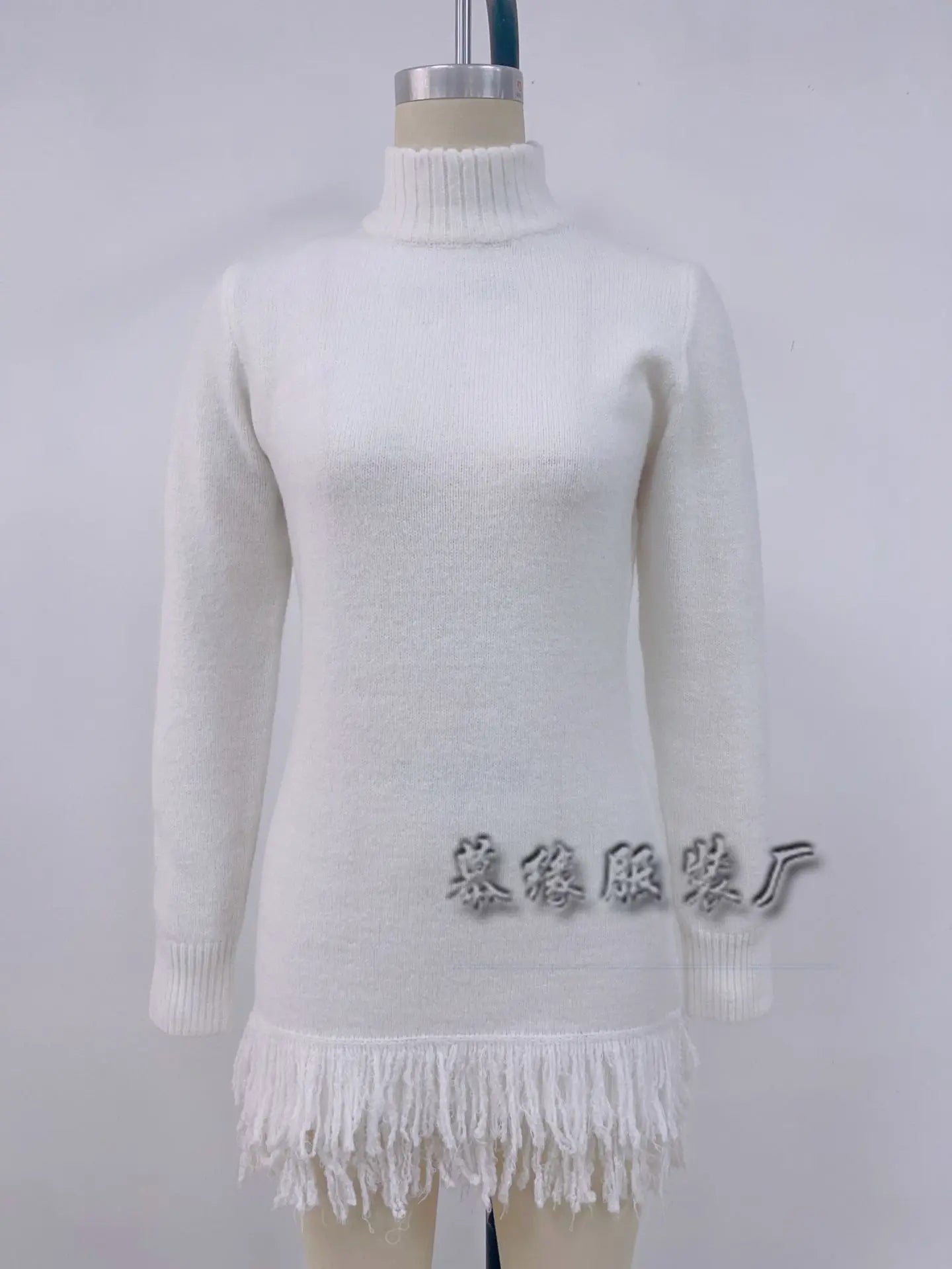 Mini Sweaters Dresses Women Pullovers Turtleneck Tassel Full Sleeve Jumpers Y2k Streetwear Elegant Knit Dress Autumn Winter
