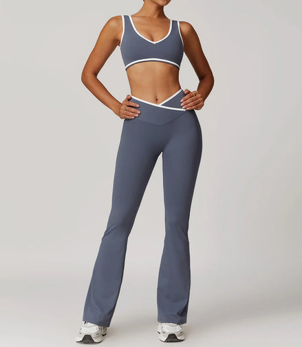 Yoga Set 2 Pieces Workout Outfits Fitness Sportswear Gym Tracksuit High Waist Leggings Sports Bra Athletic Wear Women Clothes