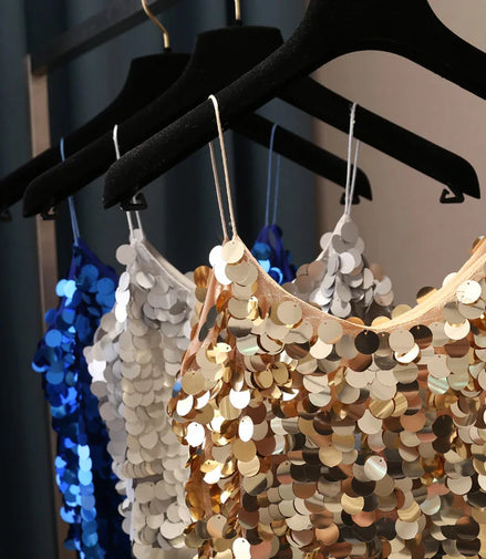 Fashion Women Sequined Tank Top New Sexy V Neck Strap Camis Club Girls Sequin Sleeveless Short Camisole Vest Tops SF792