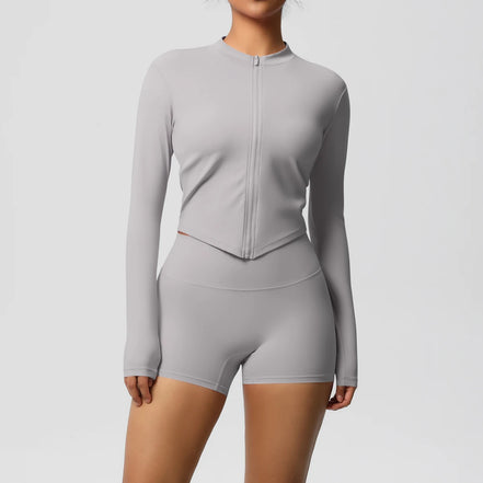 2 Pieces Yoga Set Fitness Jacket Workout Set Sportswear Women Gym Clothes Long Sleeve Crop Top High Waist Leggings Sports Suit