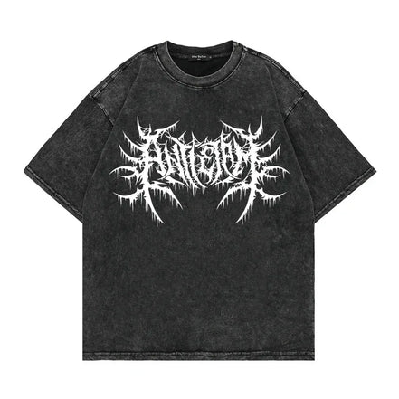 Oversized Washed Punk T-Shirt 2024 Gothic Graphic Unisex High Street Vintage Loose Casual T-shirts Harajuku Cotton T Shirts Man