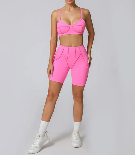 Yoga Sports Fitness Sets High Waist Hip-lifting Trousers Open Back Bra Suit Casual Running Workout Gym Leggings Sexy Sets Women