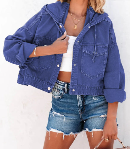 Fashion New Jackets for Women 2022 Hooded Denim Jacket Women Vintage Jean Coats Casual Long Sleeve Top Clothes Women Streetwear