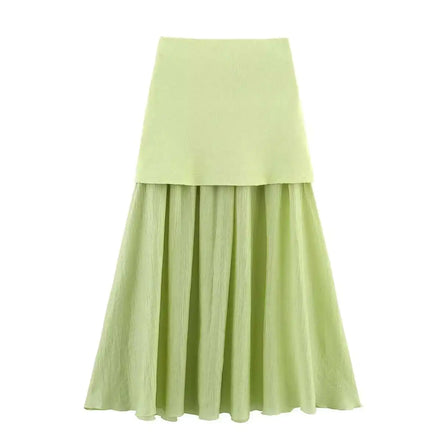 Fashion Knitted Sweater Pullover 2 Piece Set Women Summer Cardigan Knitwear Linen Skirt Suits European American Style Long Dress