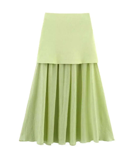 Fashion Knitted Sweater Pullover 2 Piece Set Women Summer Cardigan Knitwear Linen Skirt Suits European American Style Long Dress
