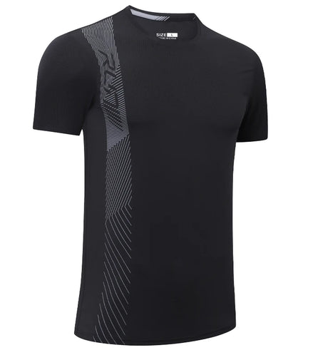 Gym Workout Tees Men Joggers Print Running Sportwear Bodybuilding Short Sleeves Mesh Quick Dry Breathable Training Shirts