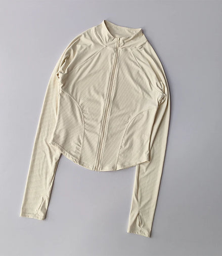 Slim Fit Sports Coat Shirts Jacket Quick Dry Elastic Yoga Fitness Women's Outdoor Tops Running Zipper Quick Dry Fall Clothing