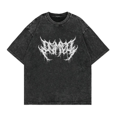 Oversized Washed Punk T-Shirt 2024 Gothic Graphic Unisex High Street Vintage Loose Casual T-shirts Harajuku Cotton T Shirts Man