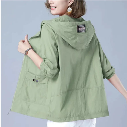Women's Jacket 2025 New Summer Thin Coat Casual Windbreaker Female Sun Protection Jacket Basic Zipper Coat Tops