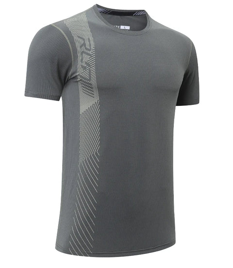 Gym Workout Tees Men Joggers Print Running Sportwear Bodybuilding Short Sleeves Mesh Quick Dry Breathable Training Shirts