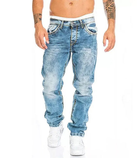Mens Jeans Brands Straight Stretch Slim Jean Homme Pantalones Hombre Casual Pants Denim Trousers Baggy Jeans Black Blue