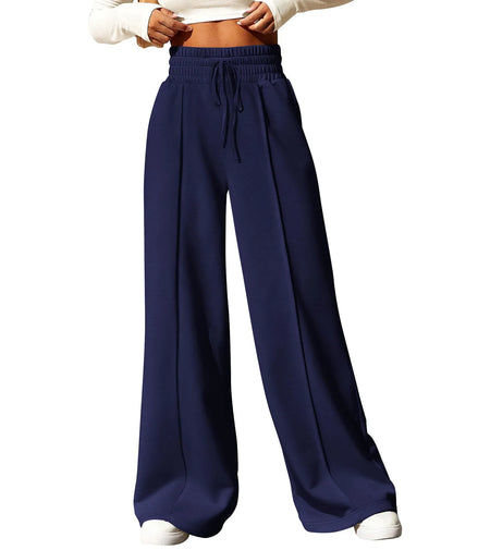 Women's Fashion Solid Colour High Waisted Drawstring Waist Wide Leg Sweatpants with Pockets Casual Loose Yoga Pants NEW 202