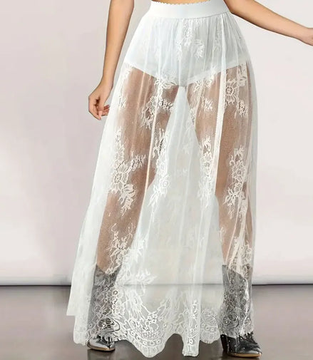 Elegant Party Evening Sexy Dress Lace Dresses for Women 2024 See Through Maxi Dress Bodycon Gothic Lolita Fashion Black Skirt