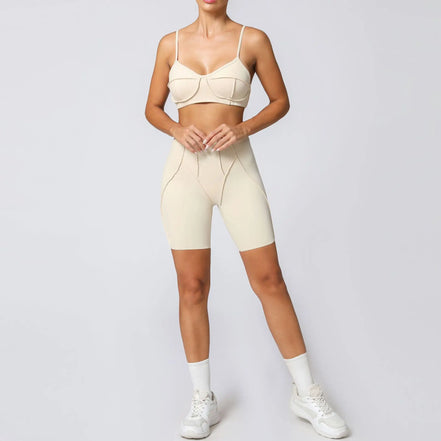 Yoga Sports Fitness Sets High Waist Hip-lifting Trousers Open Back Bra Suit Casual Running Workout Gym Leggings Sexy Sets Women