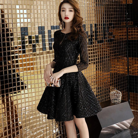 Evening Dress Women's 2024 New Black Dinner Party Cocktail Party Birthday Dresses Female Fashion Elegant Autumn Short Vestidos