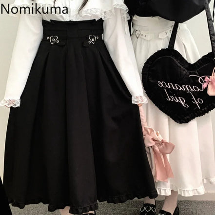 High Waist White Skirts for Women 2025 Faldas Mujer De Moda Japanese Jupe Tunic A-line Saia Ruffles Fashion Loose Cute Y2k Skirt