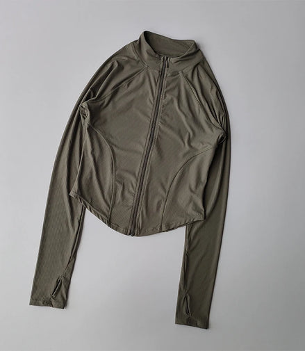 Slim Fit Sports Coat Shirts Jacket Quick Dry Elastic Yoga Fitness Women's Outdoor Tops Running Zipper Quick Dry Fall Clothing