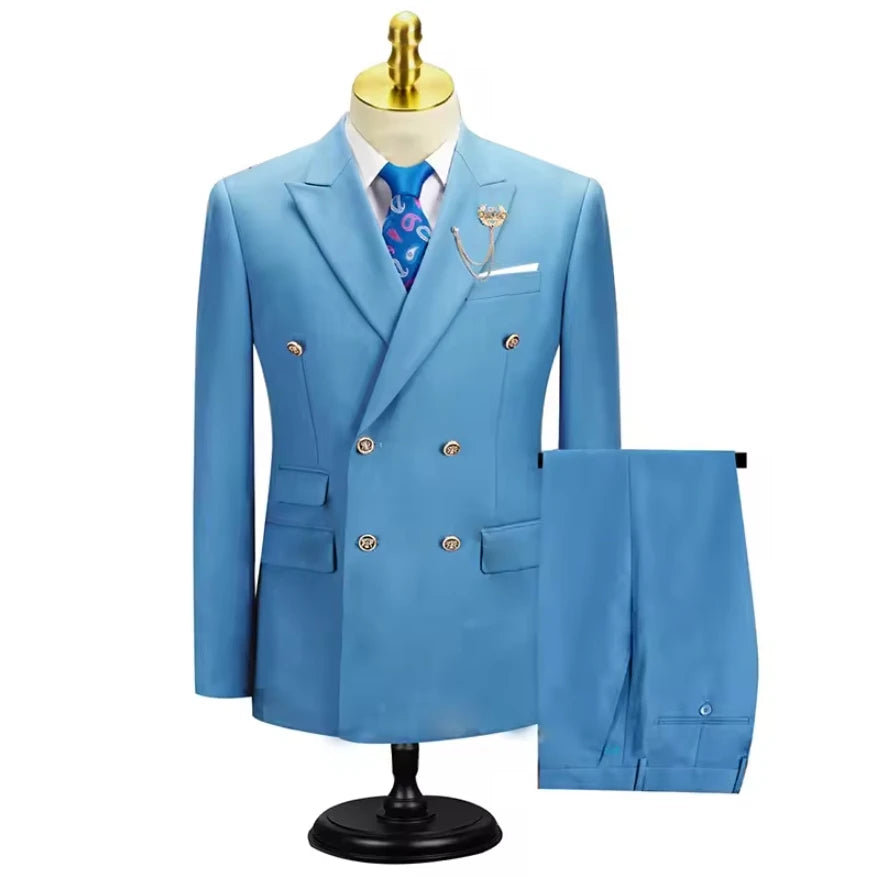 2025 Suits For Men New Style (Blazer+Pants) Double Breasted Wedding Banquet/Hosting/Party 2 Piece Blazer Pants Dress
