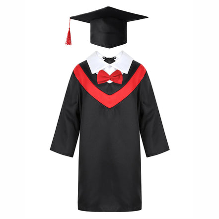 Boys Girls Graduation Gown Kids Students Bachelor Costumes Primary School Uniforms Gown with Tassel Cap for Role Play Costume