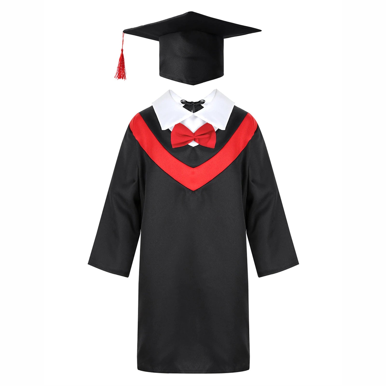 Boys Girls Graduation Gown Kids Students Bachelor Costumes Primary School Uniforms Gown with Tassel Cap for Role Play Costume