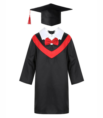 Boys Girls Graduation Gown Kids Students Bachelor Costumes Primary School Uniforms Gown with Tassel Cap for Role Play Costume