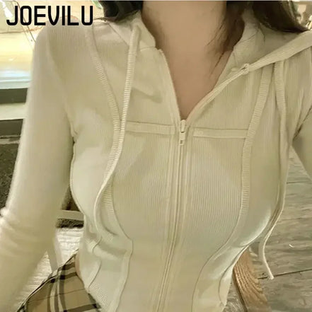 Hooded Cropped Jackets Versatile Long Sleeve Tops Women's Spring and Summer Fashion Short Cardigans Fashion Coat Gothic Clothes