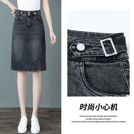 High Waist Jeans Skirts for Women with Slit Pocket Woman Denim Skirt Cheap Y2k Vintage New in Clothing Sales Stylish Summer 2024