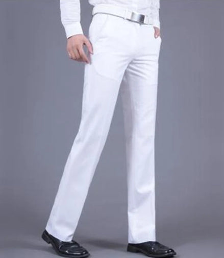 Male Suit Trousers Business Straight Social Tailoring White Clothing Dress Men's Summer Pants Premium Up Slacks Elegant