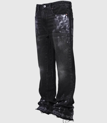 Jeans Men Vintage Straight Pants Mid Waist Stretch Distressed Washed Pockets Button Basics Trousers 2025 Streetwear Denims