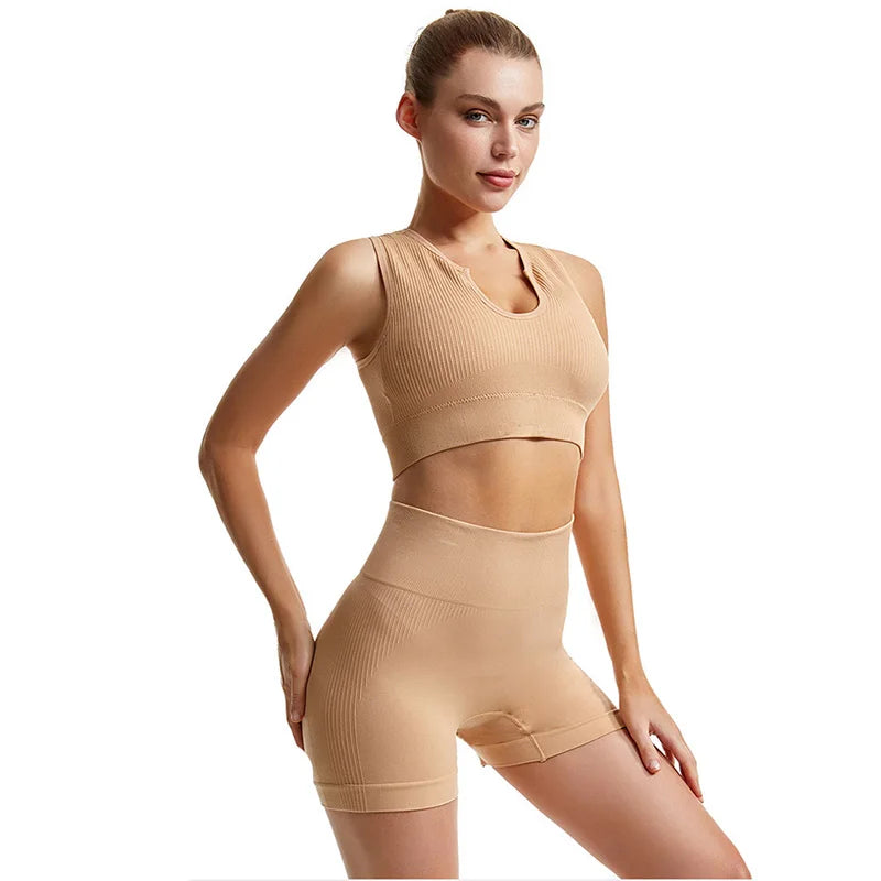 Gym Set Workout Clothes for Women Seamless Leggings Sports Bra Yoga Set Female Clothing High Waist Shorts Women Tracksuit