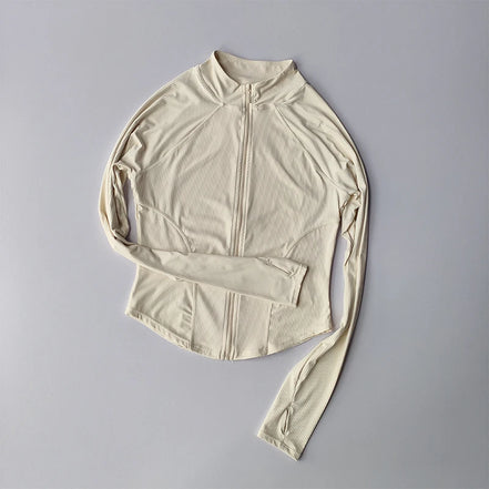 Slim Fit Sports Coat Shirts Jacket Quick Dry Elastic Yoga Fitness Women's Outdoor Tops Running Zipper Quick Dry Fall Clothing