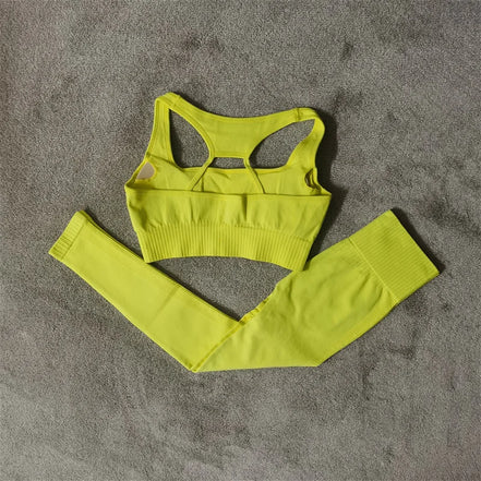 Fitness Yoga Set Seamless Sport Women's Sportswear High Waist Leggings Workout Outfits Two Piece Shorts Sets Womens Gym Clothing