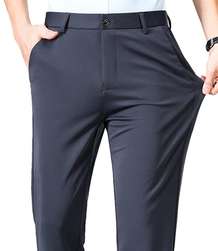 Summer Autumn Thin Trousers Men Formal Dress Suit Pants Work Pants Quality Business Casual Pants Black Wine Red Long Pants