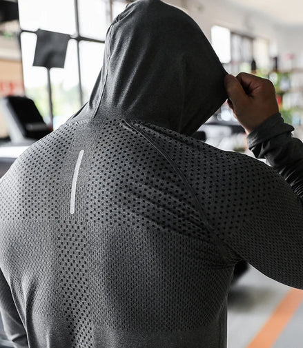 Mens Fitness Tracksuit Running Sport Hoodie Gym Joggers Hooded Outdoor Workout Shirts Tops Clothing Muscle Training Sweatshirt