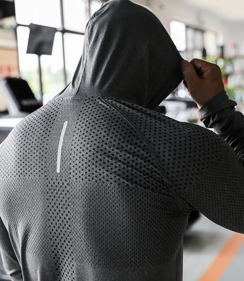 Mens Fitness Tracksuit Running Sport Hoodie Gym Joggers Hooded Outdoor Workout Shirts Tops Clothing Muscle Training Sweatshirt