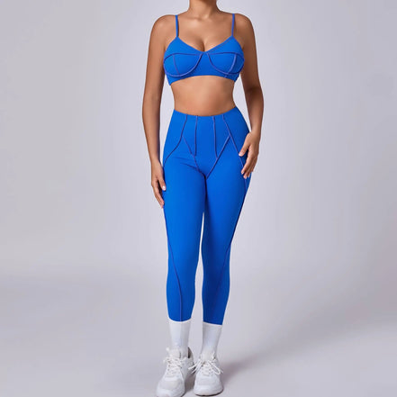 Yoga Sports Fitness Sets High Waist Hip-lifting Trousers Open Back Bra Suit Casual Running Workout Gym Leggings Sexy Sets Women