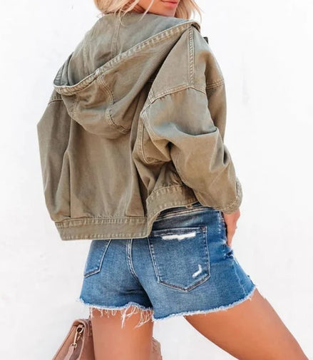 Fashion New Jackets for Women 2022 Hooded Denim Jacket Women Vintage Jean Coats Casual Long Sleeve Top Clothes Women Streetwear