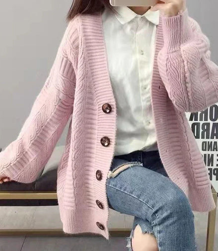 Oversized Knit Sweater Coat Women Autumn Winter Long Sleeve Twisted Sweaters Cardigan Woman Wild Solid Color Cardigans Ladies
