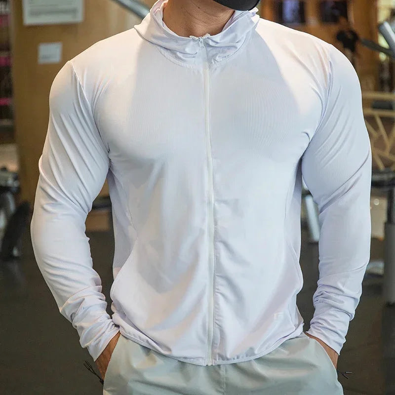 Integrated training Jacket Hoodies Long Sleeve T-shirts Running Training Clothes Quick Dry Breathable Sports T Shirt For Men